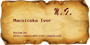 Macsicska Ivor névjegykártya